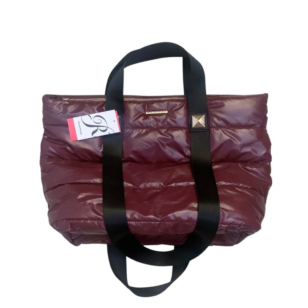 2/$30 Rampage Quilted Puffer Handbag Shoulder Bag Wine Red Burgundy Tote Big